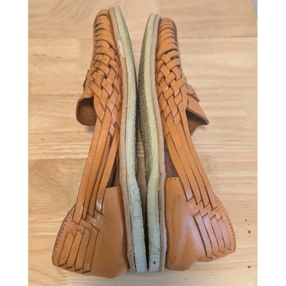 Authentic Mexican Leather Huaraches Women's 8.5 Orange Slip On Made In Mexico - Picture 3 of 8